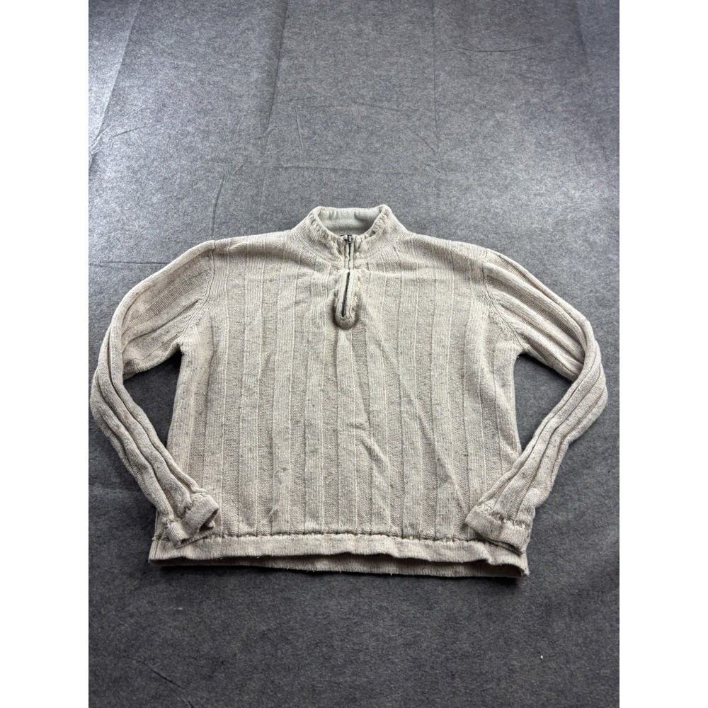 Woolrich Women's L‎ Oatmeal 1/4 Zip Sweater Classic Knit Cozy Granola Cabincore